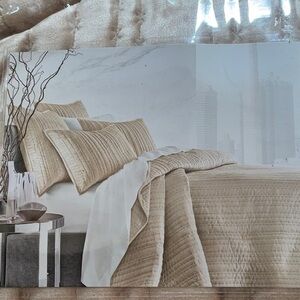 Hotel Collection Beige Quilt Coverlet